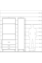 Arges Dolap 3 Raflı 3 Çekmeceli 88x30x221 Çam-Çam