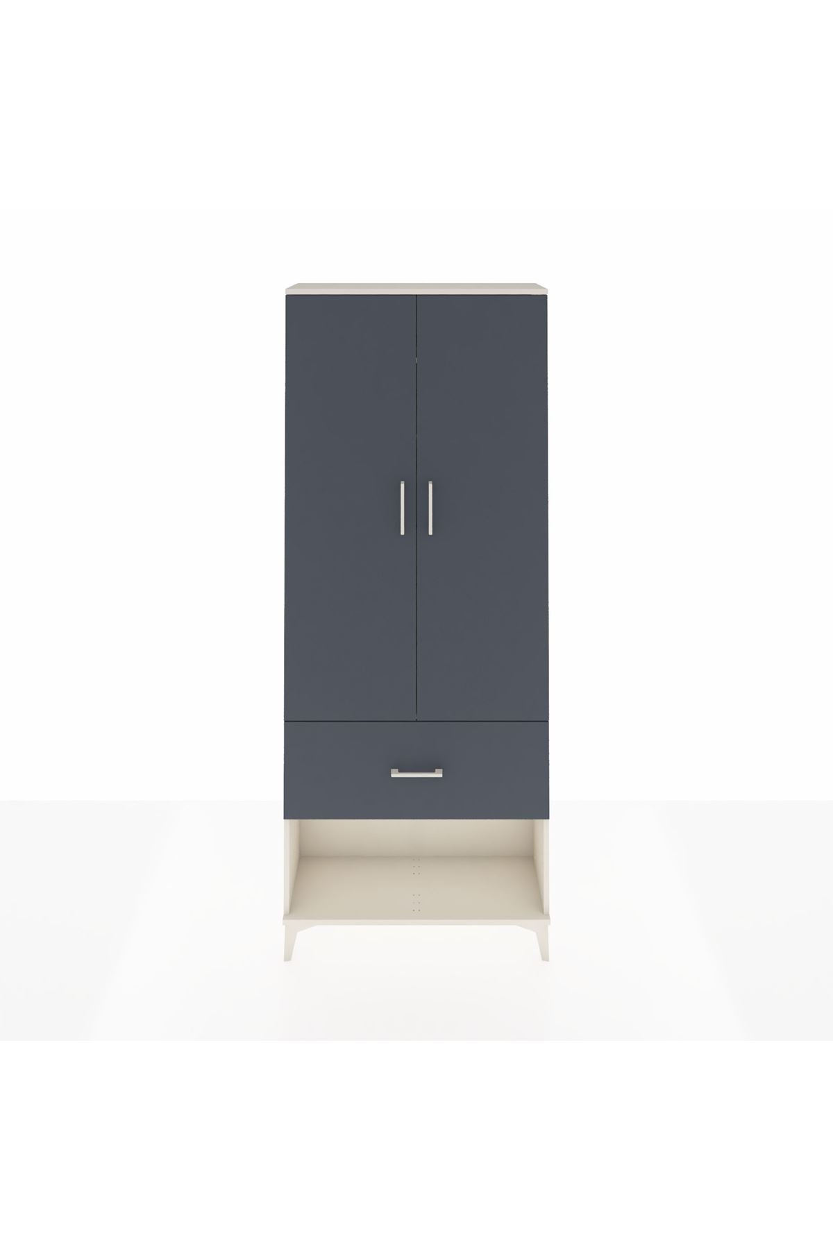 Arges Dolap 2 Raflı Tek Çekmeceli Tek Askılı 88x30x221 Aytaşı-Antrasit