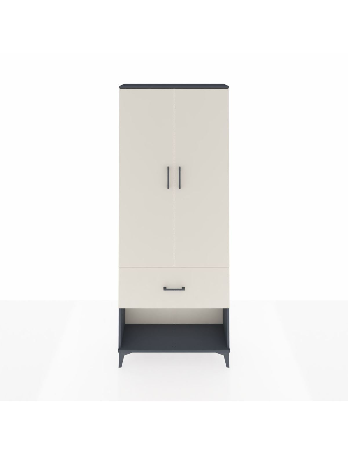 Arges Dolap 2 Raflı Tek Çekmeceli Tek Askılı 88x30x221 Antrasit-Aytaşı