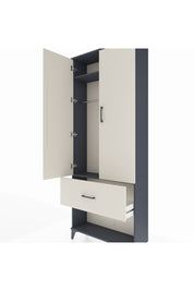 Arges Dolap 2 Raflı Tek Çekmeceli Tek Askılı 88x30x221 Antrasit-Aytaşı