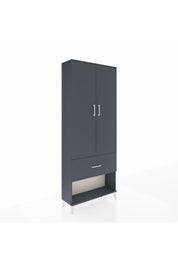 Arges Dolap 2 Raflı Tek Çekmeceli Tek Askılı 88x30x221 Antrasit-Antrasit