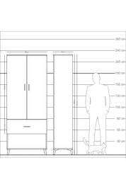 Arges Dolap 2 Raflı Tek Çekmeceli Tek Askılı 88x30x221 Antrasit-Antrasit