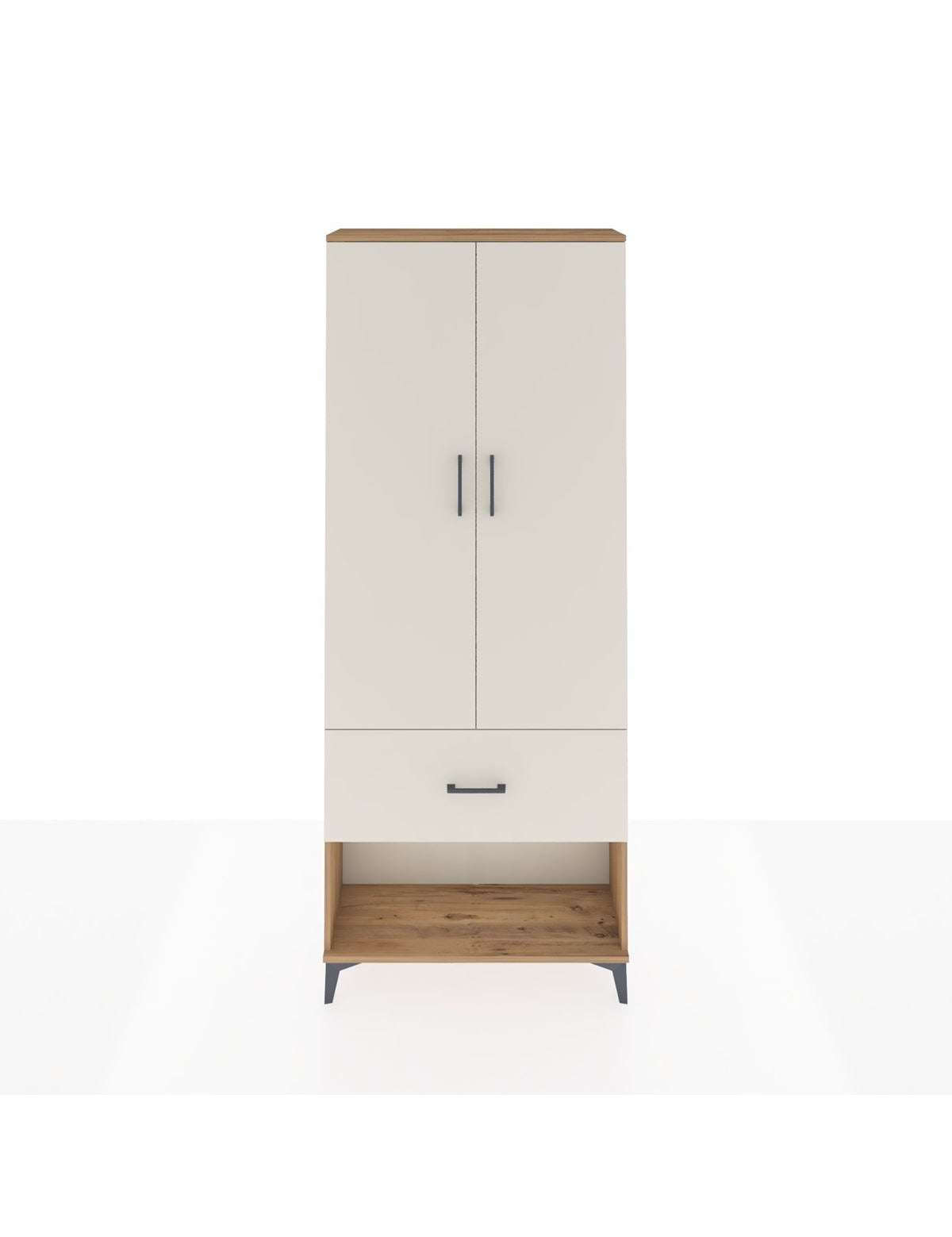 Arges Dolap 2 Raflı Tek Çekmeceli Tek Askılı 88x30x221 Çam-Aytaşı