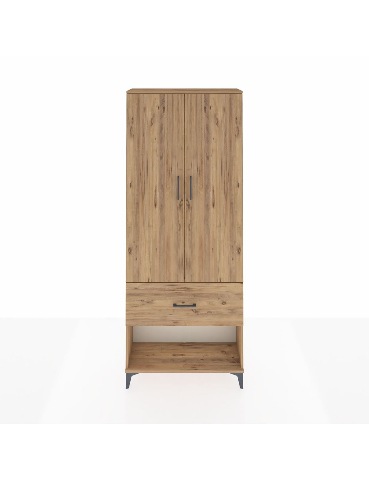 Arges Dolap 2 Raflı Tek Çekmeceli Tek Askılı 88x30x221 Çam-Çam