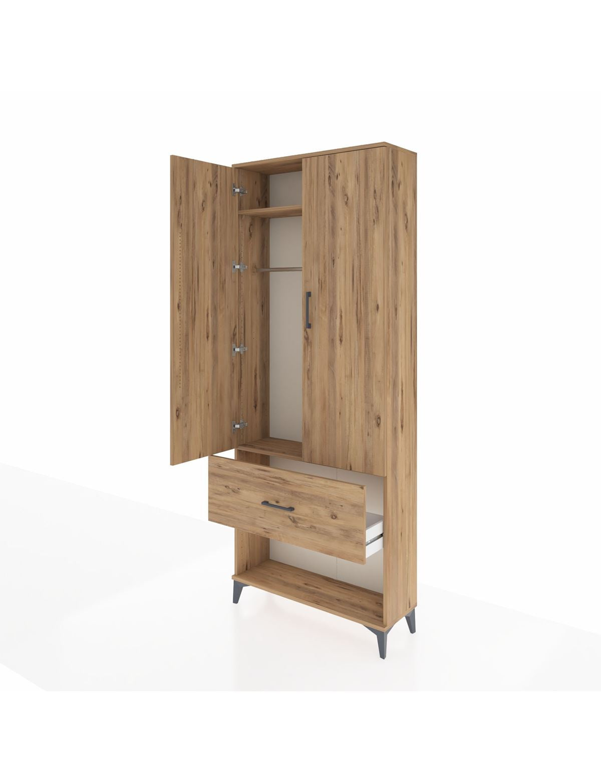 Arges Dolap 2 Raflı Tek Çekmeceli Tek Askılı 88x30x221 - S30M064V9A