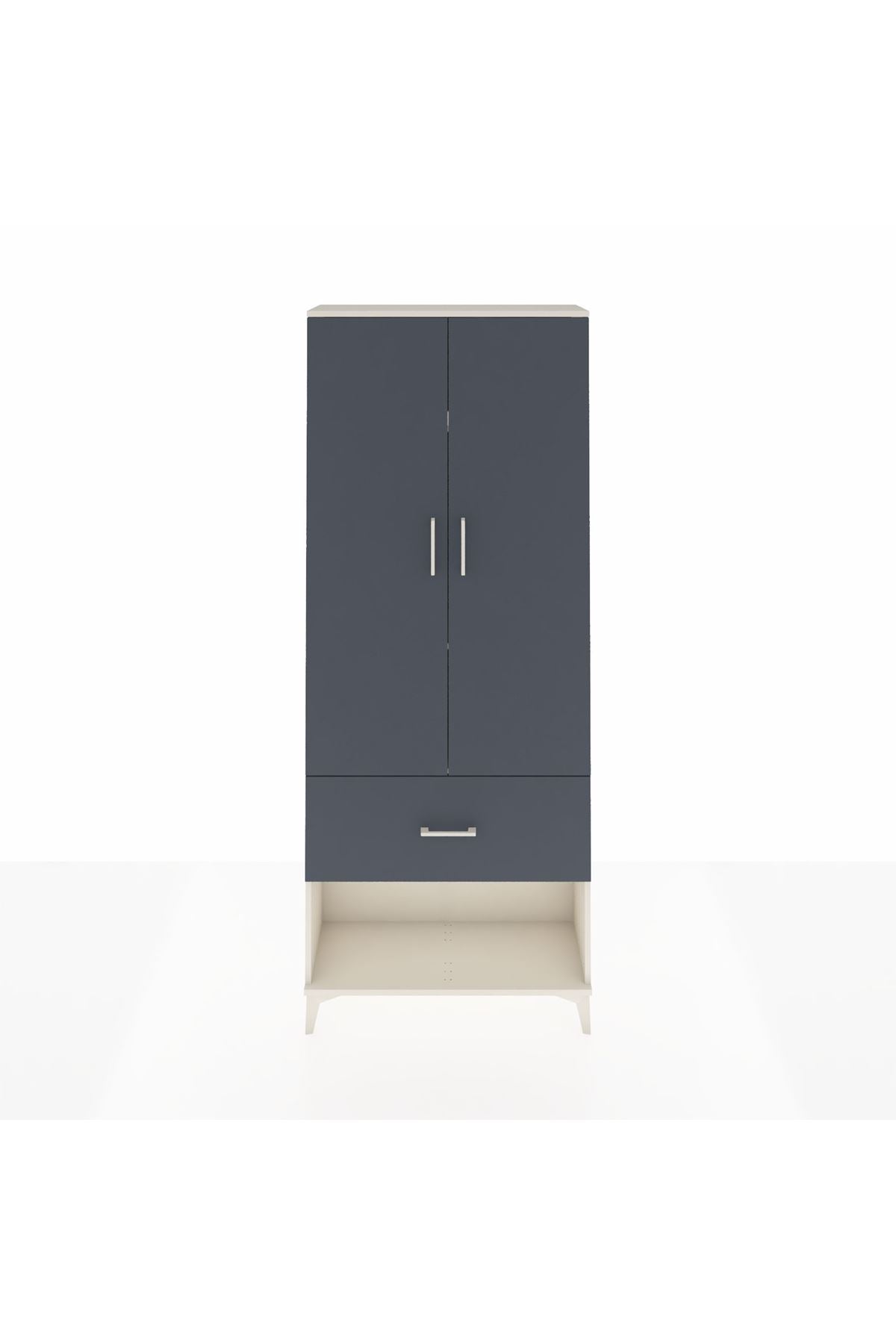 Arges Dolap 3 Raflı Tek Çekmeceli 2 Kapaklı 88x30x221 Aytaşı-Antrasit