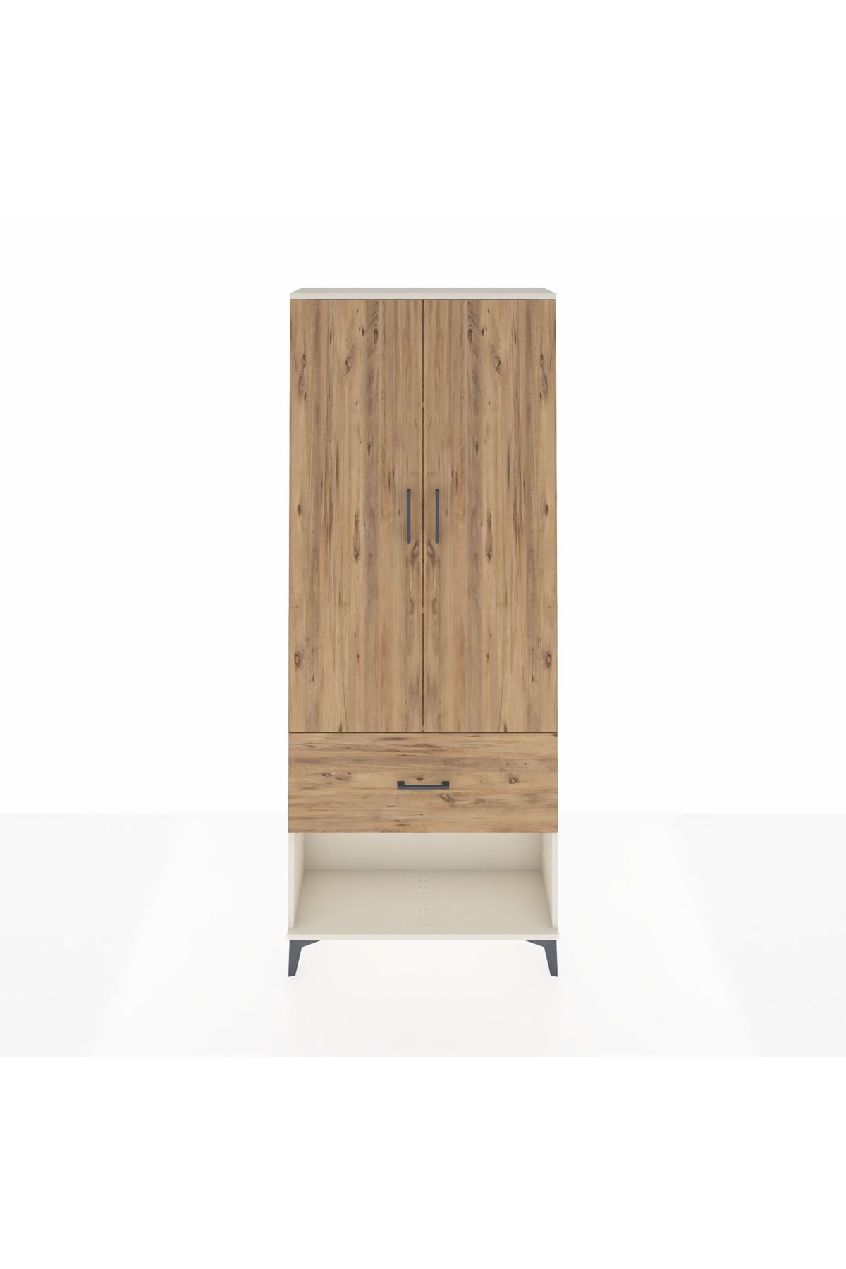 Arges Dolap 3 Raflı Tek Çekmeceli 2 Kapaklı 88x30x221 Aytaşı-Çam