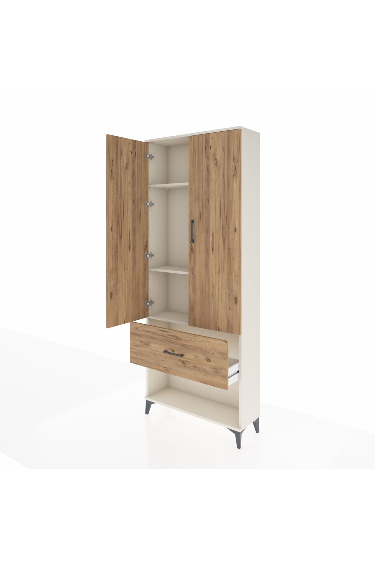 Arges Dolap 3 Raflı Tek Çekmeceli 2 Kapaklı 88x30x221 Aytaşı-Çam