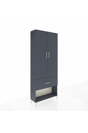 Arges Dolap 3 Raflı Tek Çekmeceli 2 Kapaklı 88x30x221 Antrasit-Antrasit
