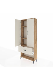 Arges Dolap 3 Raflı Tek Çekmeceli 2 Kapaklı 88x30x221 Çam-Aytaşı