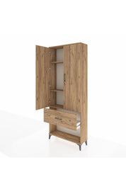 Arges Dolap 3 Raflı Tek Çekmeceli 2 Kapaklı 88x30x221 Çam-Çam