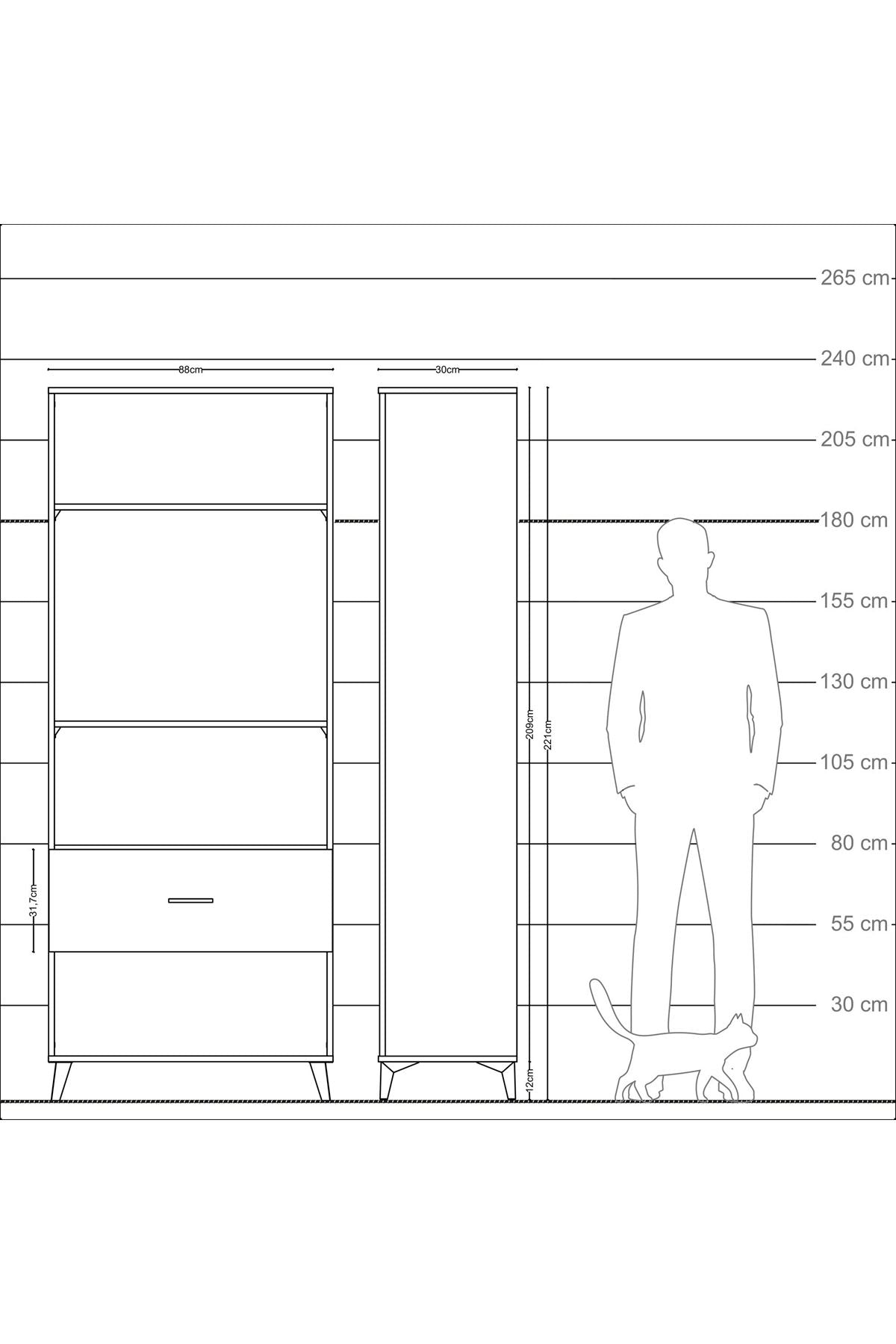 Arges Dolap 3 Raflı Tek Çekmeceli 88x30x221 Aytaşı-Antrasit