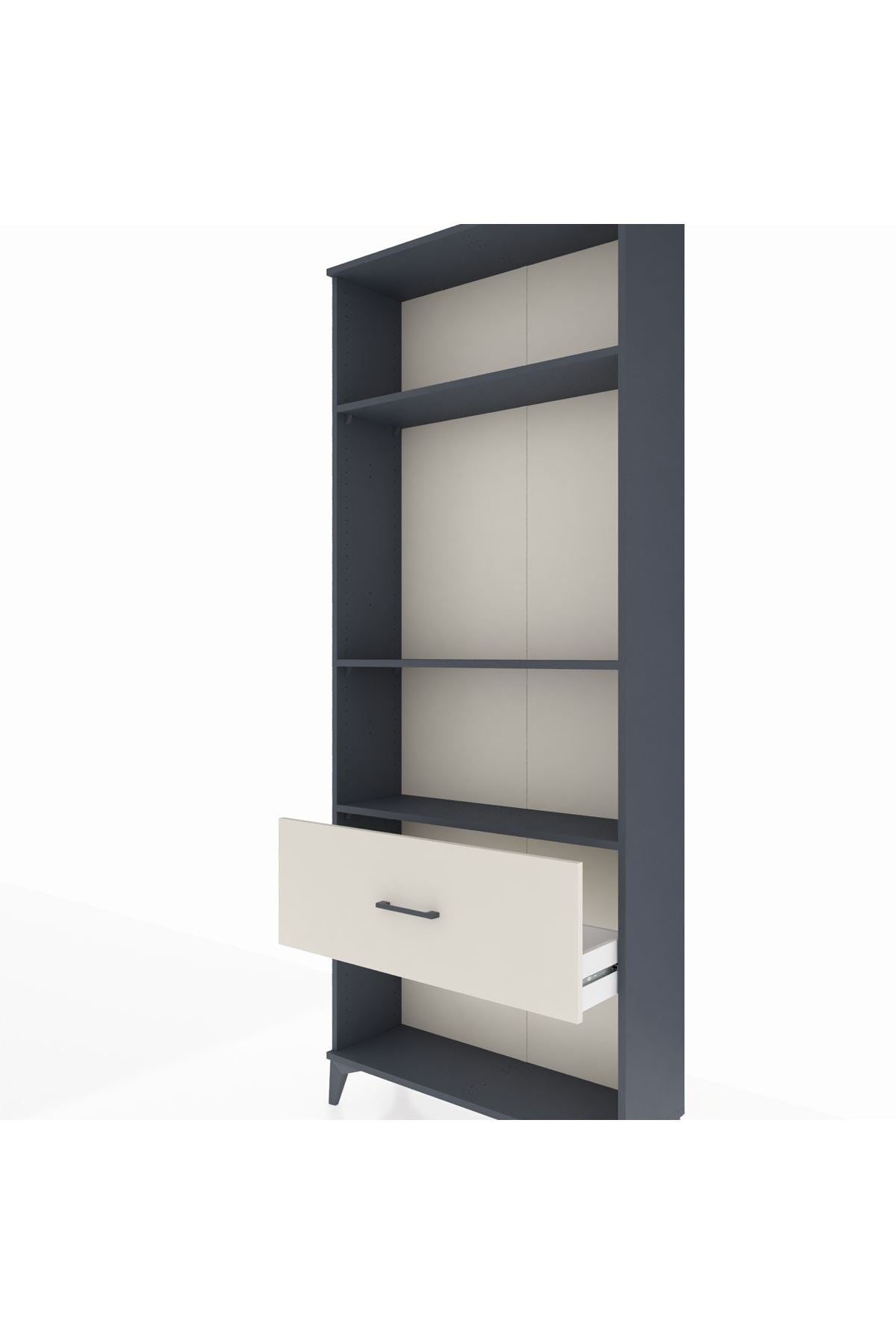 Arges Dolap 3 Raflı Tek Çekmeceli 88x30x221 Antrasit-Aytaşı