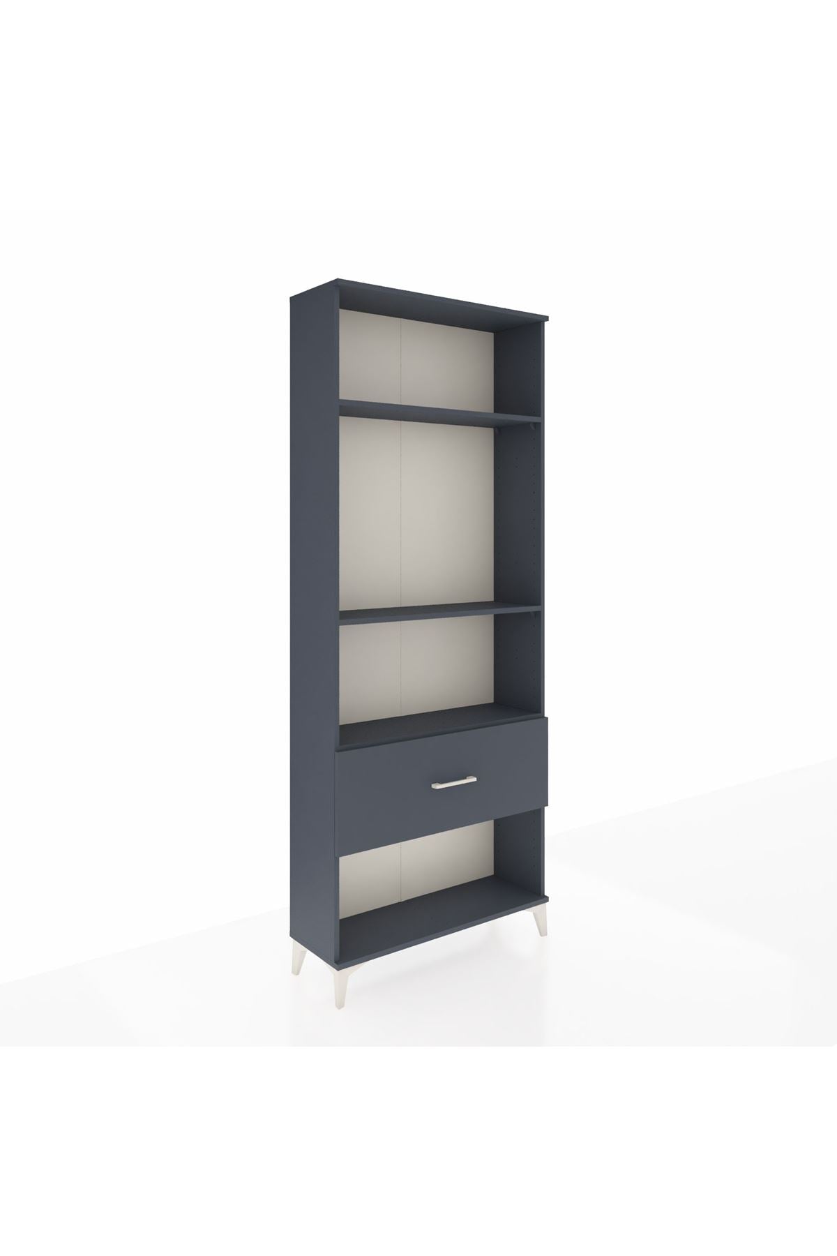 Arges Dolap 3 Raflı Tek Çekmeceli 88x30x221 Antrasit-Antrasit