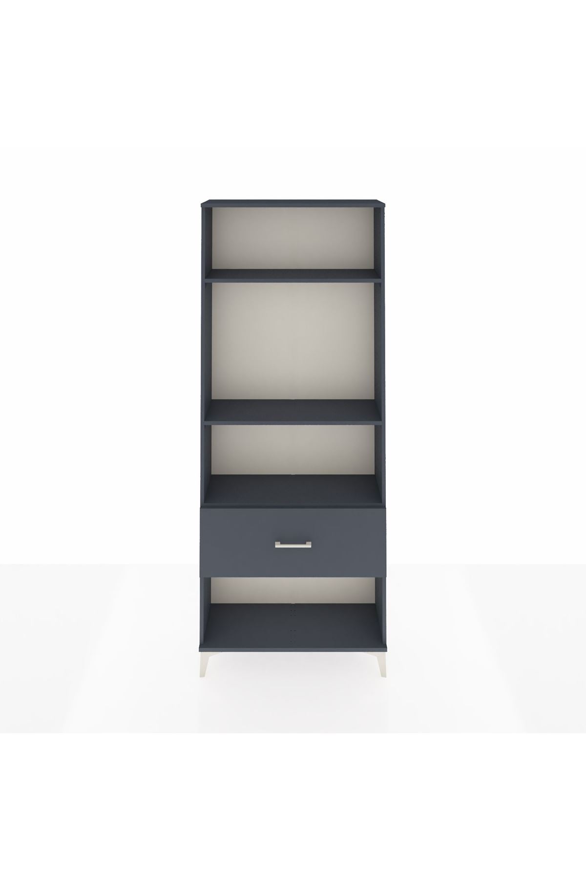 Arges Dolap 3 Raflı Tek Çekmeceli 88x30x221 Antrasit-Antrasit