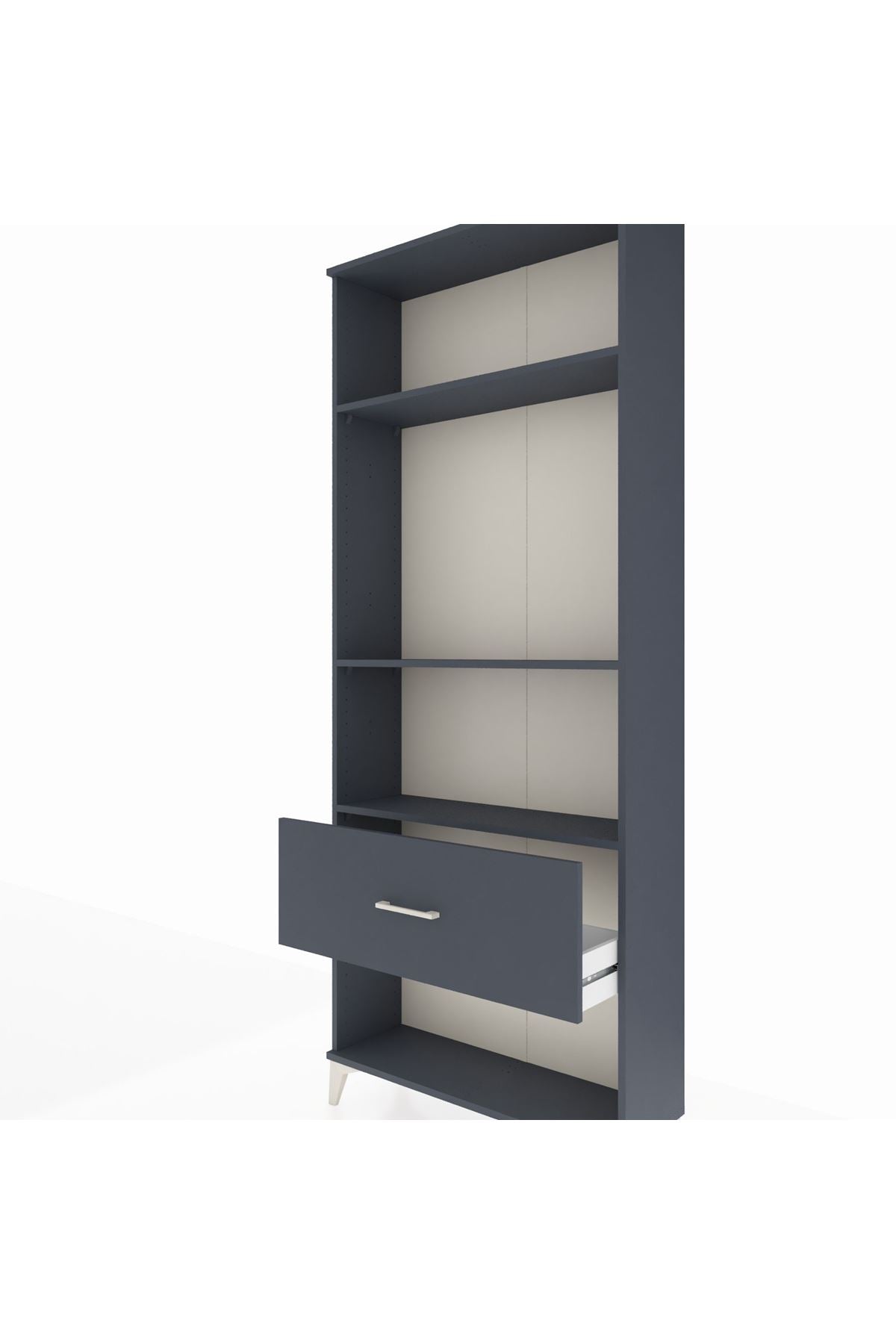 Arges Dolap 3 Raflı Tek Çekmeceli 88x30x221 Antrasit-Antrasit