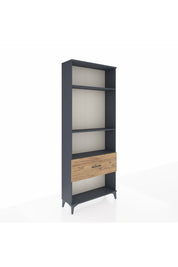 Arges Dolap 3 Raflı Tek Çekmeceli 88x30x221 Antrasit-Çam