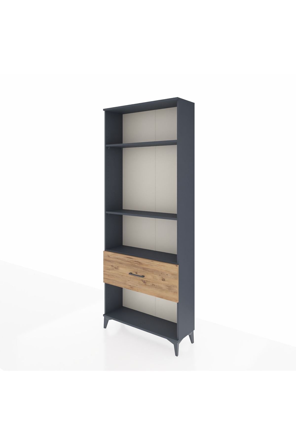 Arges Dolap 3 Raflı Tek Çekmeceli 88x30x221 Antrasit-Çam