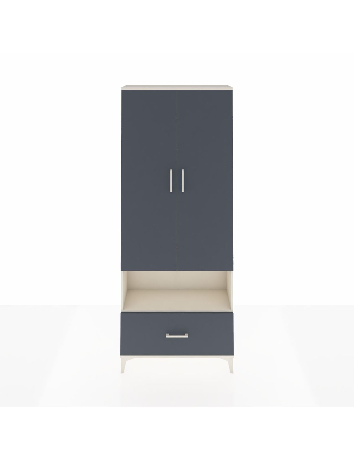 Arges Dolap 3 Raflı Tek Çekmeceli Tek Askılı 88x30x221 Aytaşı-Antrasit