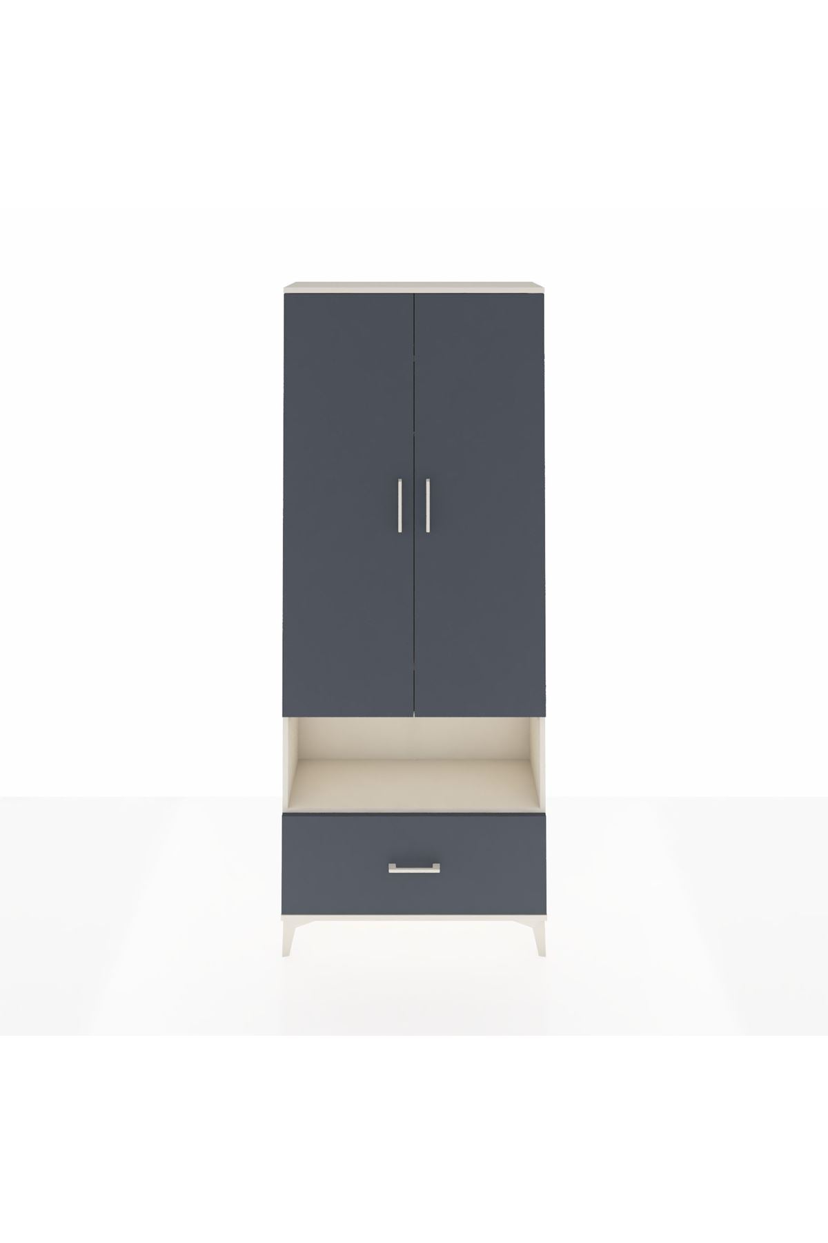 Arges Dolap 3 Raflı Tek Çekmeceli Tek Askılı 88x30x221 Aytaşı-Antrasit