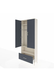 Arges Dolap 3 Raflı Tek Çekmeceli Tek Askılı 88x30x221 Aytaşı-Antrasit