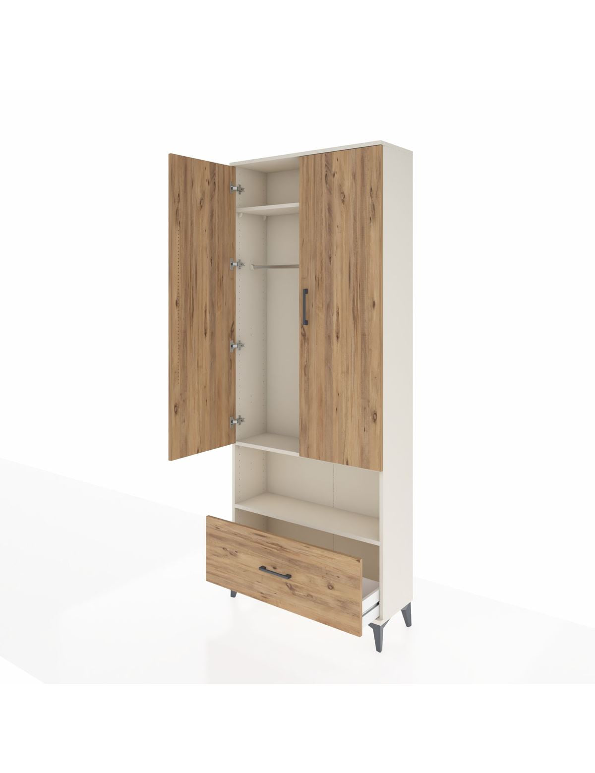 Arges Dolap 3 Raflı Tek Çekmeceli Tek Askılı 88x30x221 - S30M067V3A