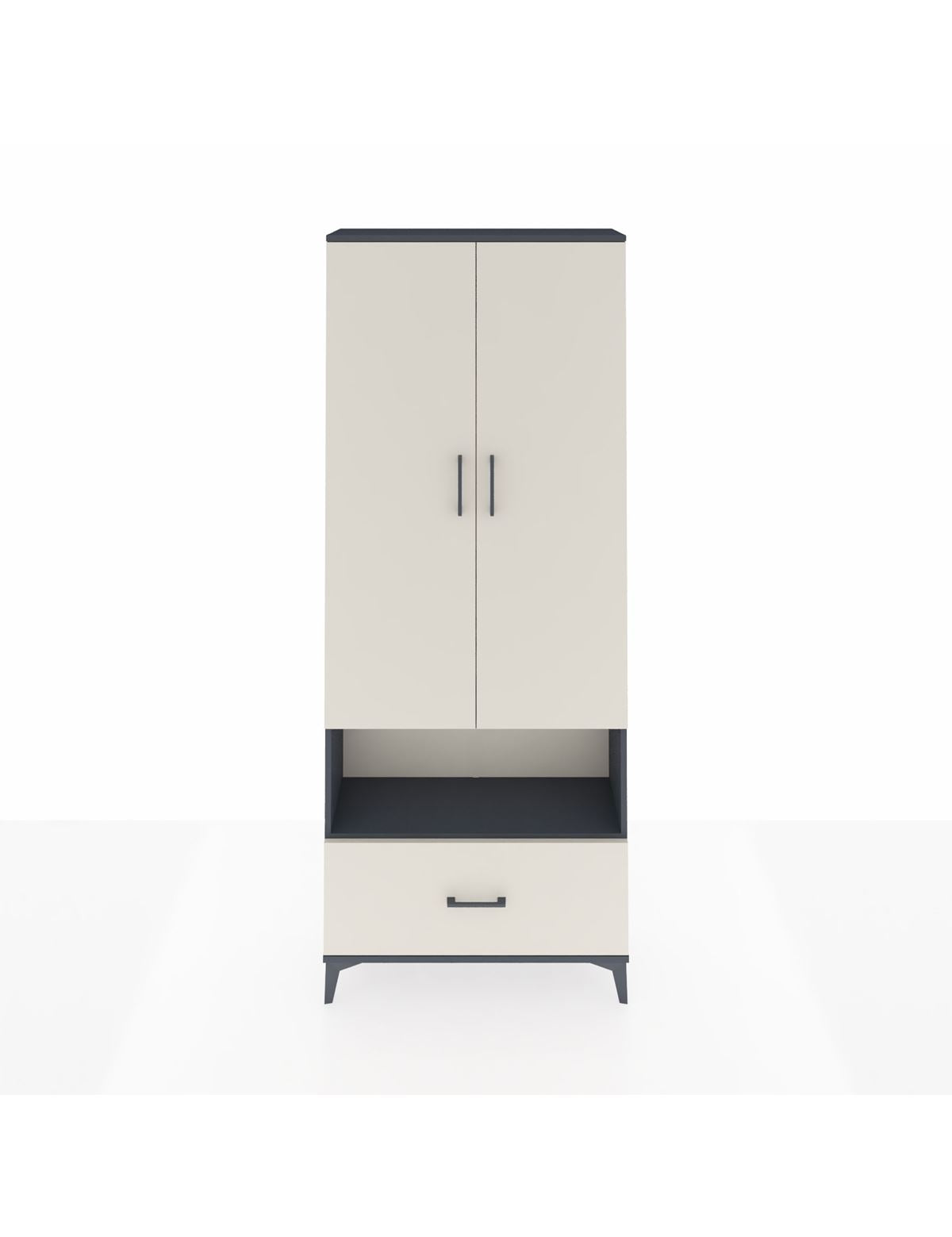 Arges Dolap 3 Raflı Tek Çekmeceli Tek Askılı 88x30x221 Antrasit-Aytaşı