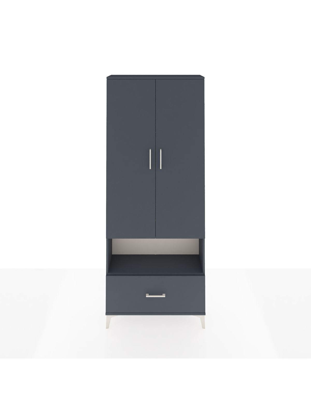 Arges Dolap 3 Raflı Tek Çekmeceli Tek Askılı 88x30x221 Antrasit-Antrasit