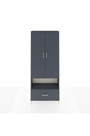 Arges Dolap 3 Raflı Tek Çekmeceli Tek Askılı 88x30x221 Antrasit-Antrasit