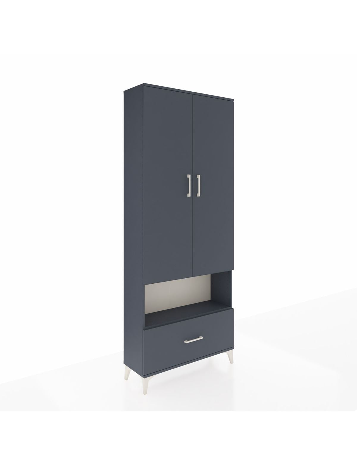 Arges Dolap 3 Raflı Tek Çekmeceli Tek Askılı 88x30x221 Antrasit-Antrasit