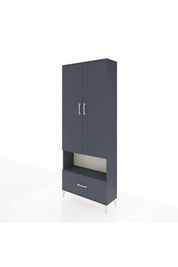 Arges Dolap 3 Raflı Tek Çekmeceli Tek Askılı 88x30x221 Antrasit-Antrasit