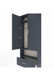 Arges Dolap 3 Raflı Tek Çekmeceli Tek Askılı 88x30x221 Antrasit-Antrasit