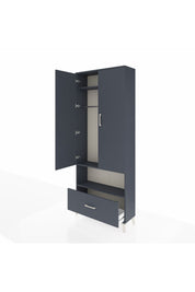 Arges Dolap 3 Raflı Tek Çekmeceli Tek Askılı 88x30x221 Antrasit-Antrasit