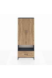 Arges Dolap 3 Raflı Tek Çekmeceli Tek Askılı 88x30x221 Antrasit-Çam