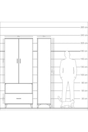 Arges Dolap 3 Raflı Tek Çekmeceli Tek Askılı 88x30x221 Antrasit-Çam