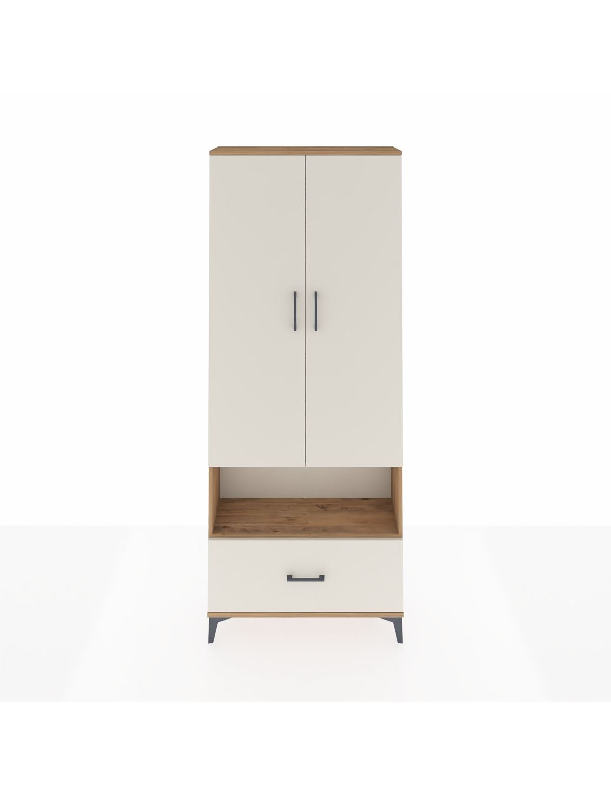 Arges Dolap 3 Raflı Tek Çekmeceli Tek Askılı 88x30x221 Çam-Aytaşı