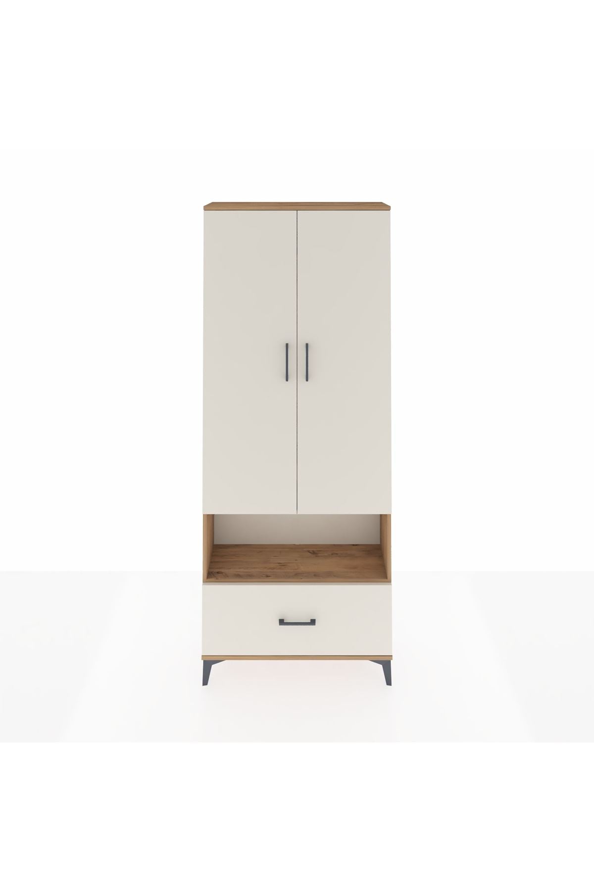 Arges Dolap 3 Raflı Tek Çekmeceli Tek Askılı 88x30x221 Çam-Aytaşı