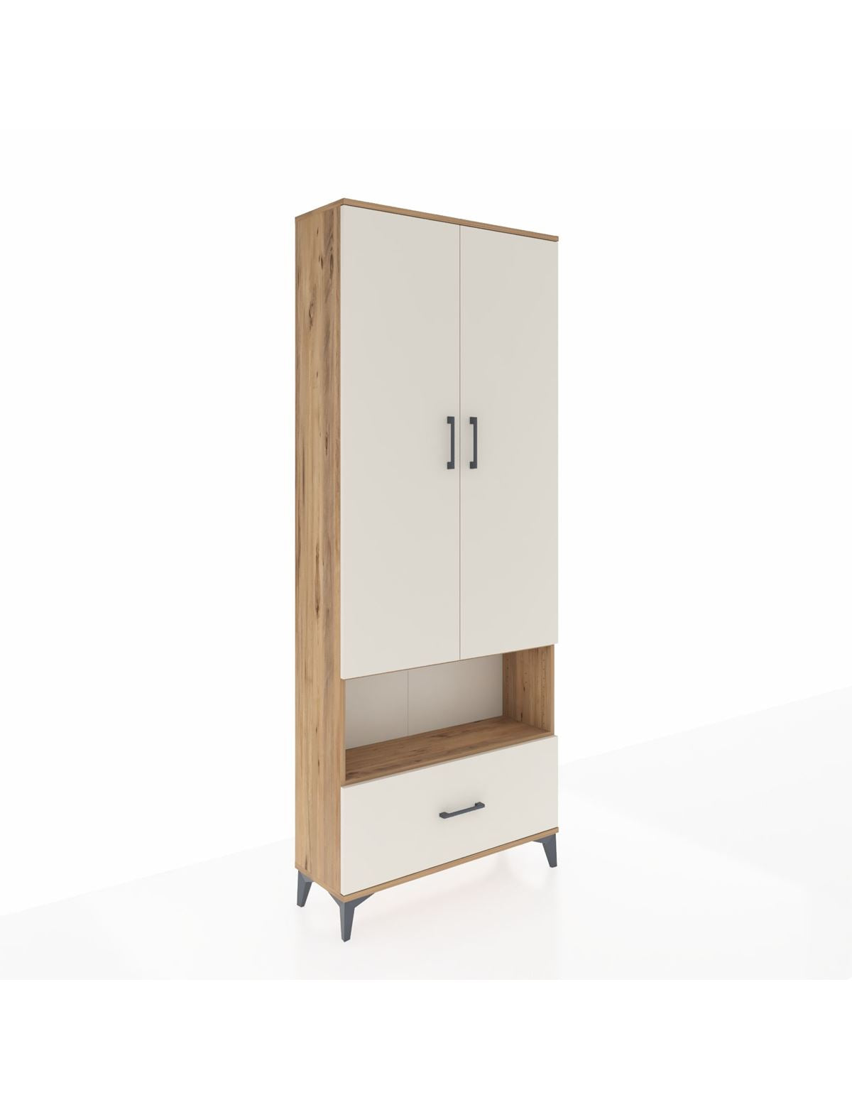 Arges Dolap 3 Raflı Tek Çekmeceli Tek Askılı 88x30x221 Çam-Aytaşı