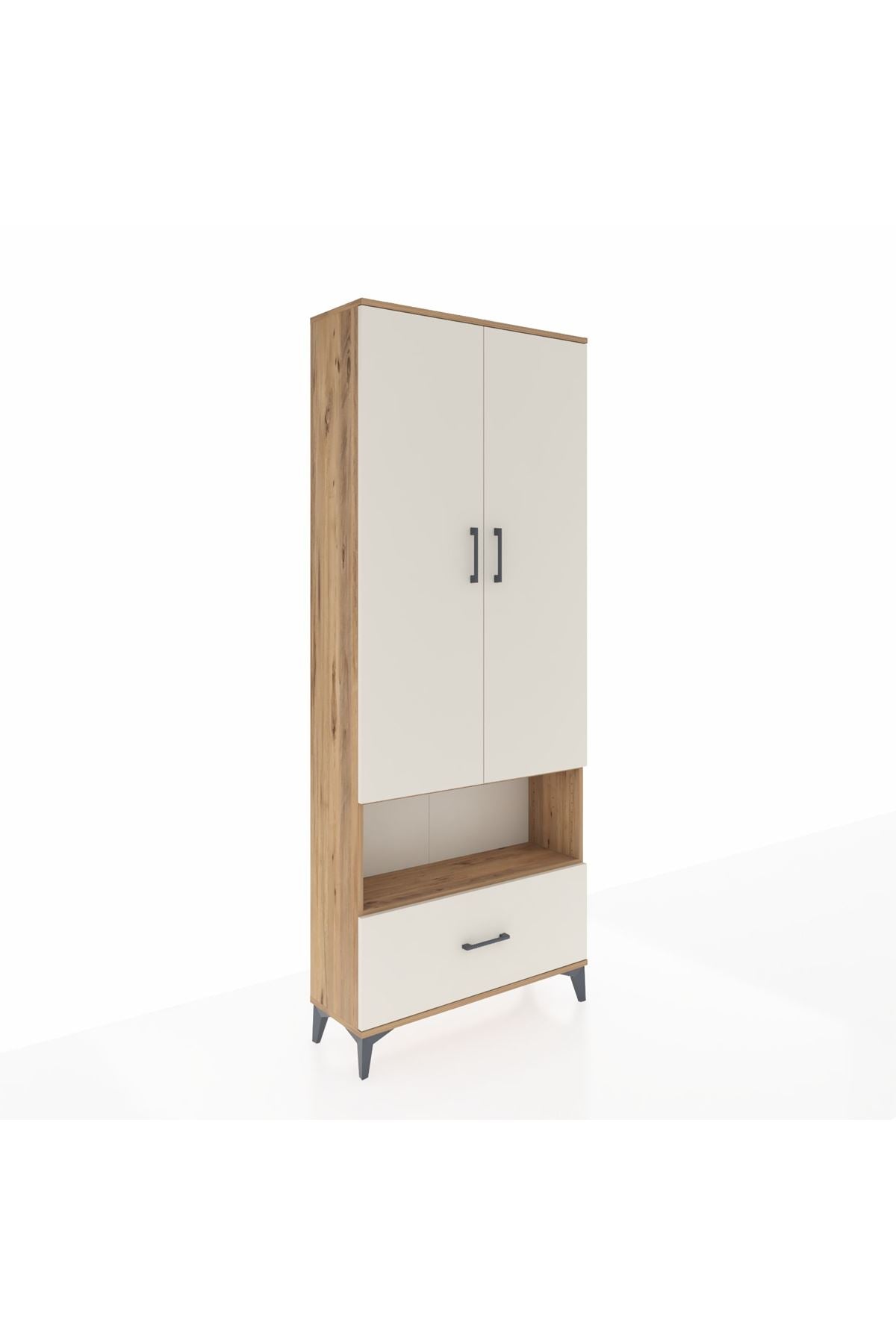 Arges Dolap 3 Raflı Tek Çekmeceli Tek Askılı 88x30x221 Çam-Aytaşı