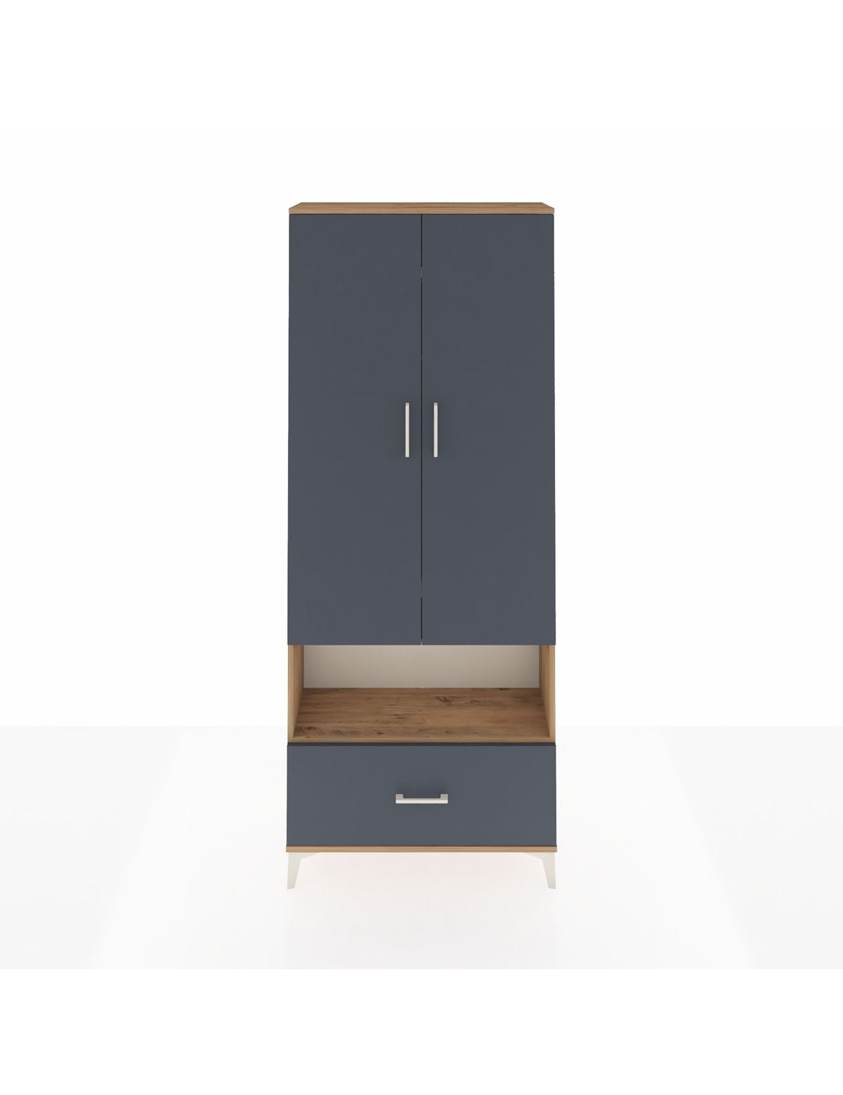 Arges Dolap 3 Raflı Tek Çekmeceli Tek Askılı 88x30x221 Çam-Antrasit