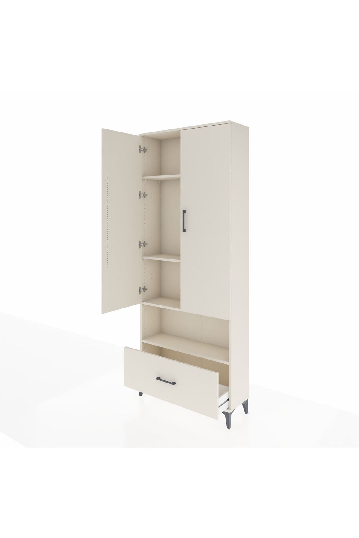 Arges Dolap 4 Raflı Tek Çekmeceli 2 Kapaklı 88x30x221 Aytaşı-Aytaşı