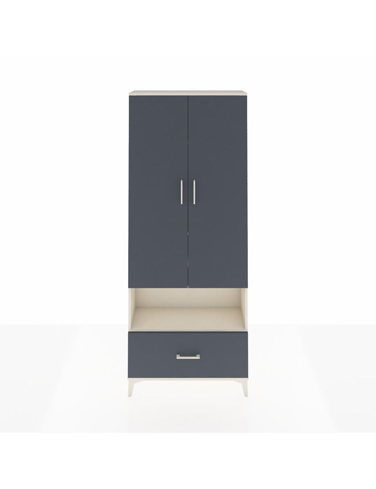 Arges Dolap 4 Raflı Tek Çekmeceli 2 Kapaklı 88x30x221 Aytaşı-Antrasit