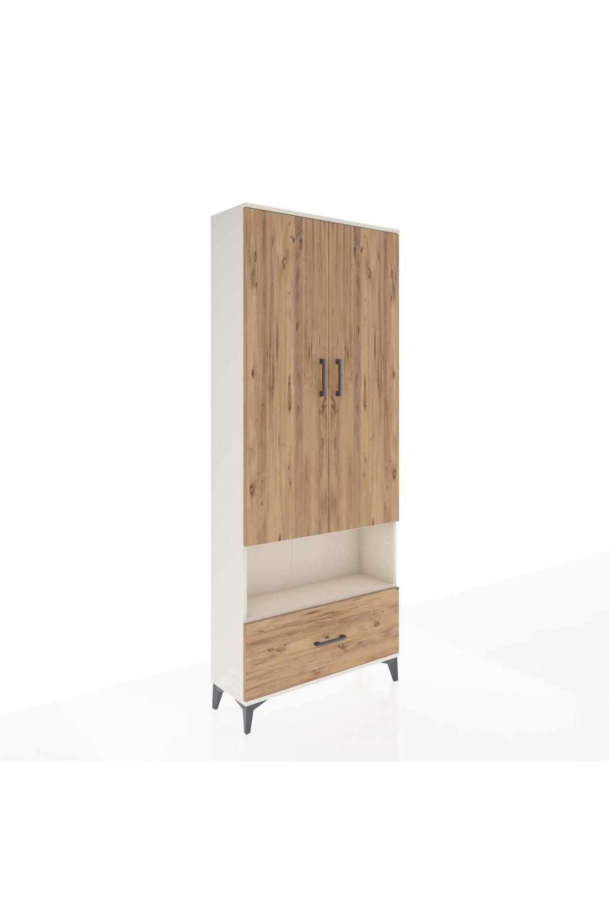 Arges Dolap 4 Raflı Tek Çekmeceli 2 Kapaklı 88x30x221 Aytaşı-Çam