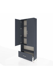 Arges Dolap 4 Raflı Tek Çekmeceli 2 Kapaklı 88x30x221 Antrasit-Antrasit