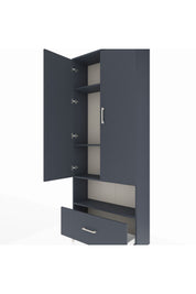 Arges Dolap 4 Raflı Tek Çekmeceli 2 Kapaklı 88x30x221 Antrasit-Antrasit