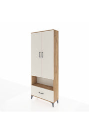 Arges Dolap 4 Raflı Tek Çekmeceli 2 Kapaklı 88x30x221 Çam-Aytaşı