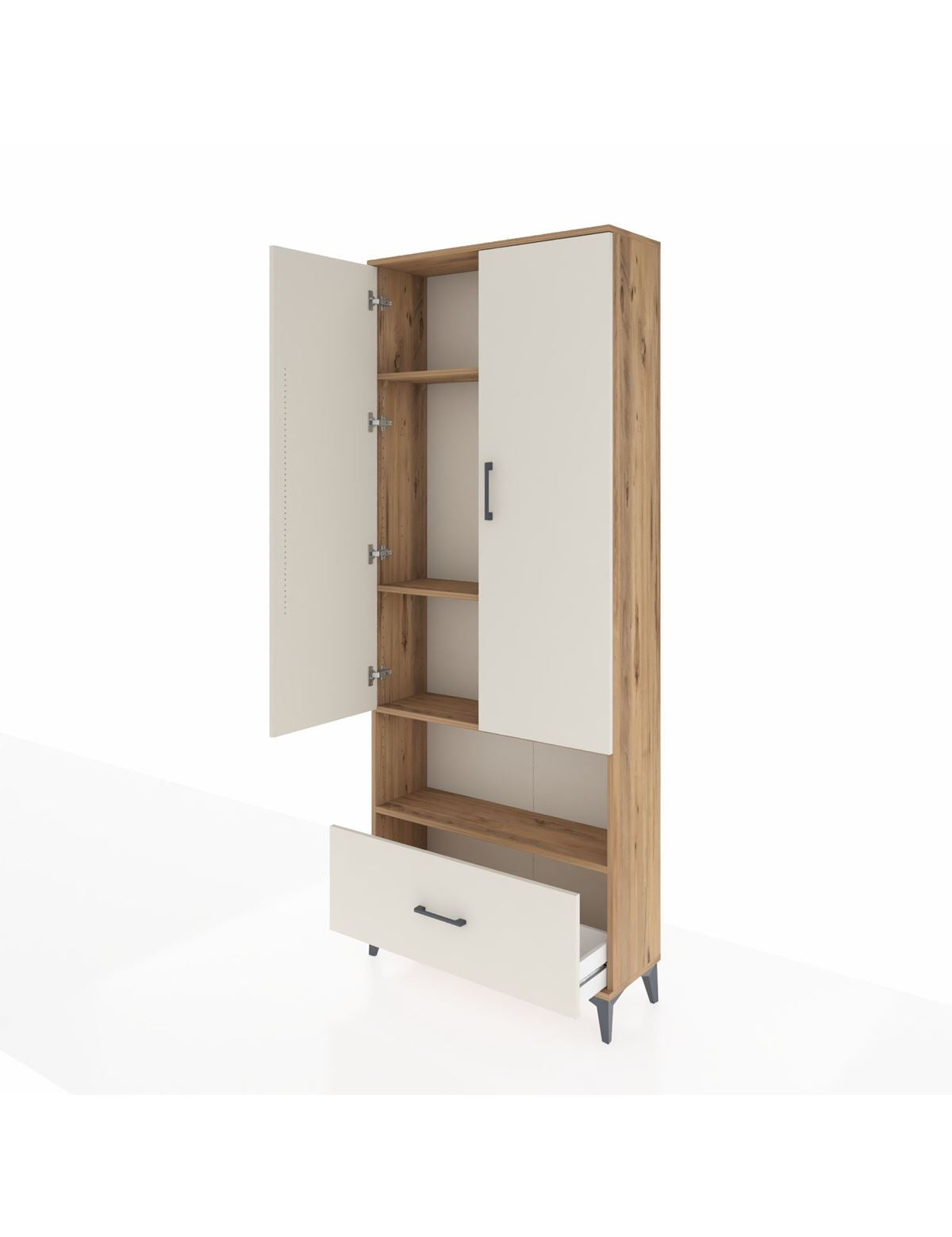 Arges Dolap 4 Raflı Tek Çekmeceli 2 Kapaklı 88x30x221 - S30M068V7A