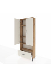 Arges Dolap 4 Raflı Tek Çekmeceli 2 Kapaklı 88x30x221 Çam-Aytaşı