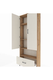 Arges Dolap 4 Raflı Tek Çekmeceli 2 Kapaklı 88x30x221 Çam-Aytaşı