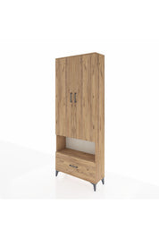 Arges Dolap 4 Raflı Tek Çekmeceli 2 Kapaklı 88x30x221 Çam-Çam